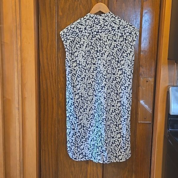 J CREW V Neck Navy and Ivory Shift Sleeveless Dress Polyester Sz XSMALL - Picture 8 of 14